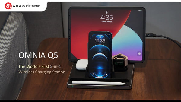 ADAM elements launches its new all-in-one solution for Apple enthusiasts, the OMNIA Q5 5-in-1 wireless charging station.