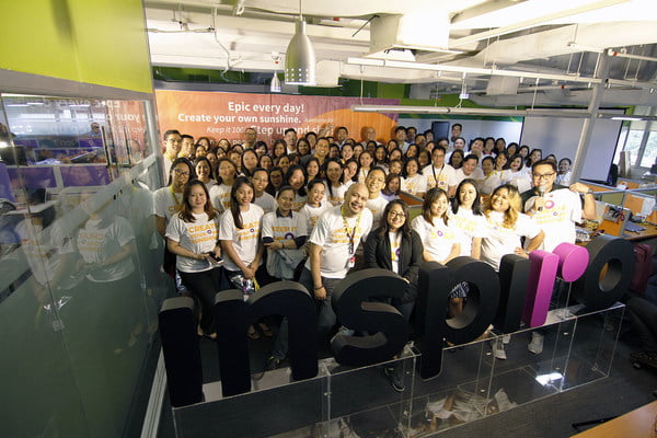 Management and employees celebrate the successful launch of the Inspiro brand