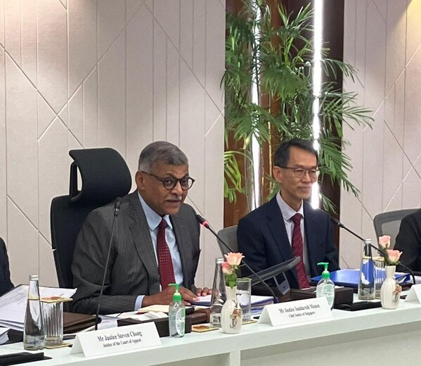 Chief Justice Sundaresh Menon and Justice See Kee Oon at the second annual India-Singapore Judicial Roundtable held in New Delhi, India