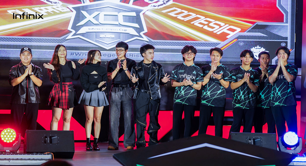 (Kiri-kanan) Fuego Gaming, Kristine Santamena, Chacha Pega, Jayat Gaming, Renejay, dan Aurora Gaming