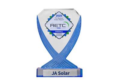 JA Solar Wins RETC “Overall Highest Achiever” Award (PRNewsfoto/JA Solar Technology Co., Ltd.)