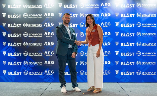 Blast and the Singapore Tourism Board launch a landmark multi-year partnership to bring more esports events to Singapore. Attending the press conference includes Mr. Leo Matlock (Chief Business Officer from Blast, on the left) and Ms. Jean Ng (Assistant Chief Executive from Singapore Tourism Board, on the right). Blast and the Singapore Tourism Board launch a landmark multi-year partnership to bring more esports events to Singapore. Attending the press conference includes Mr. Leo Matlock (Chief Business Officer from Blast, on the left) and Ms. Jean Ng (Assistant Chief Executive from Singapore Tourism Board, on the right).