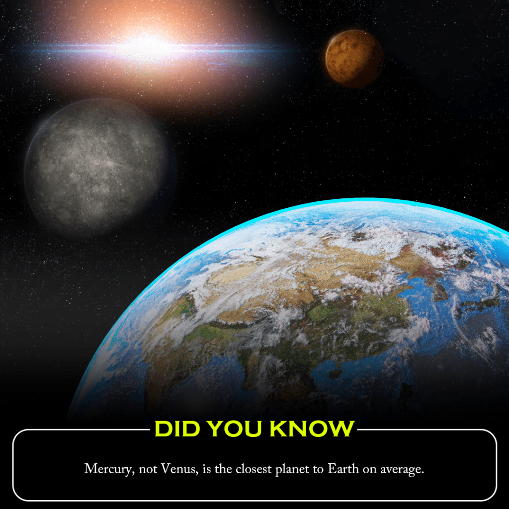Did you know? Mercury, not Venus, is the closest planet to Earth on average.