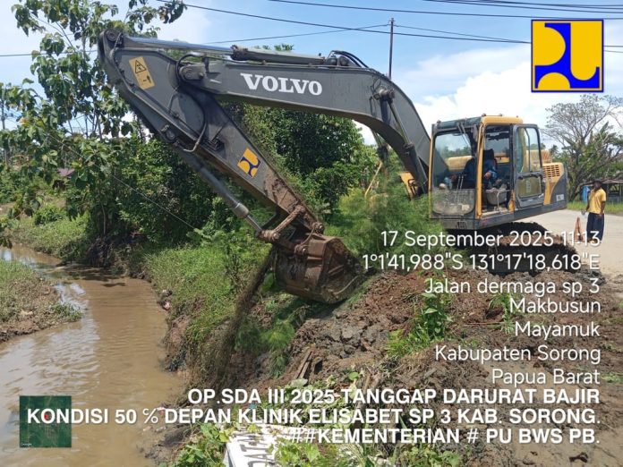 Kementerian PU Berikan Dukungan Penuh Tangani Dampak Banjir di Sorong pada Kanal Makbusun dan Sungai Klafma