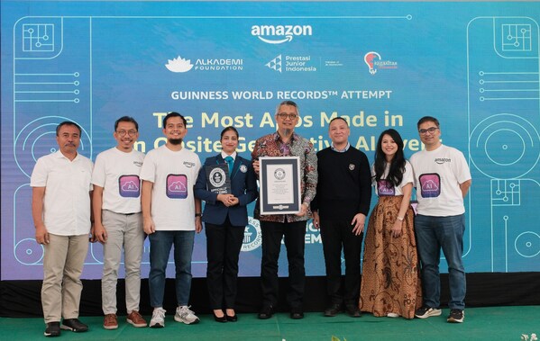 Amazon receiving the GUINESS WORLD RECORD award for “Most Applications Made In An On-site Generative AI Event” in Indonesia on October 15 Amazon receiving the GUINESS WORLD RECORD award for “Most Applications Made In An On-site Generative AI Event” in Indonesia on October 15