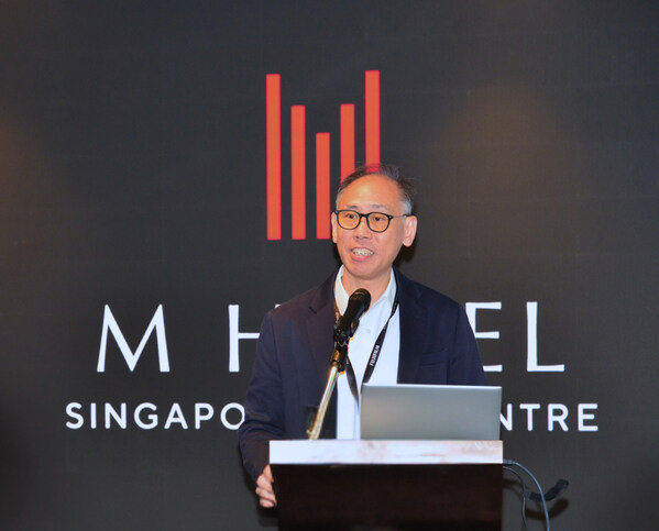 Mr Wee Tee Hsien, CEO, FUJIFILM Business Innovation Singapore, delivering his welcome address during the driving transformation with AI, process and outsourcing event.