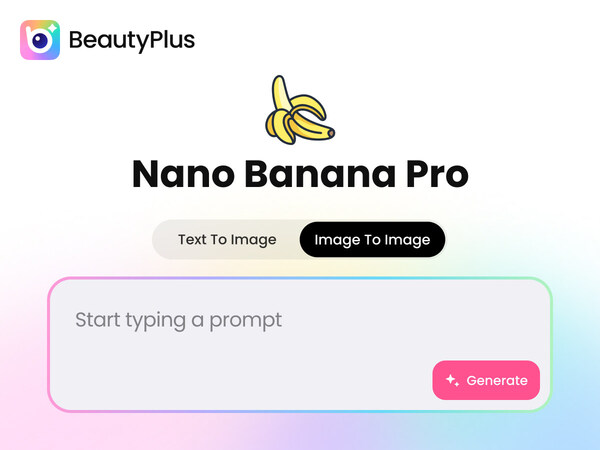 Screenshot of the BeautyPlus web interface showcasing Nano Banana Pro support, featuring both text-to-image and image-to-image modes. Screenshot of the BeautyPlus web interface showcasing Nano Banana Pro support, featuring both text-to-image and image-to-image modes.