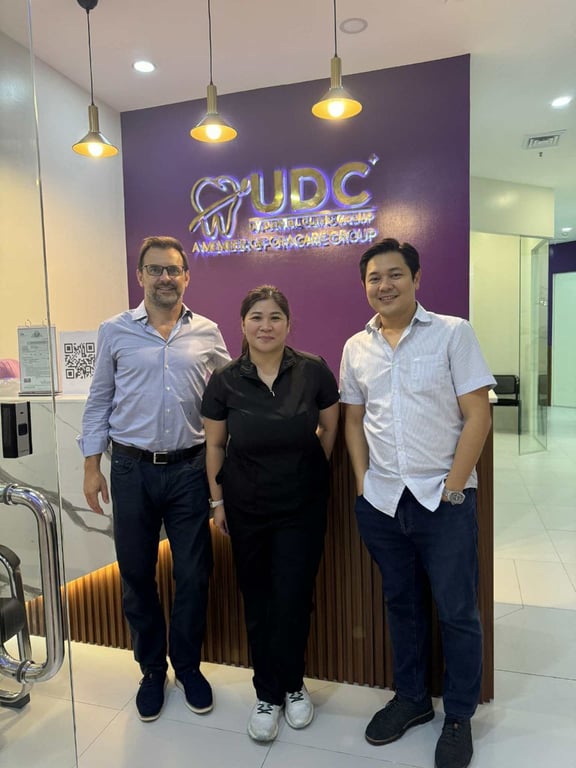 From left to right: Oracare Singapore CFO Mr. Andy Cropp, UDC Dentist at Ayala Malls the 30th, Dr. Rizza Gutierrez, and Uy Dental Clinic Group CEO, Dr. Charlston E. Uy.