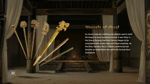 A screenshot from the virtual exhibition showing hairpins from Shang Dynasty. /CGTN A screenshot from the virtual exhibition showing hairpins from Shang Dynasty. /CGTN