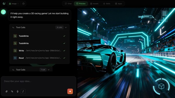 generate and preview the 3D racing game generate and preview the 3D racing game