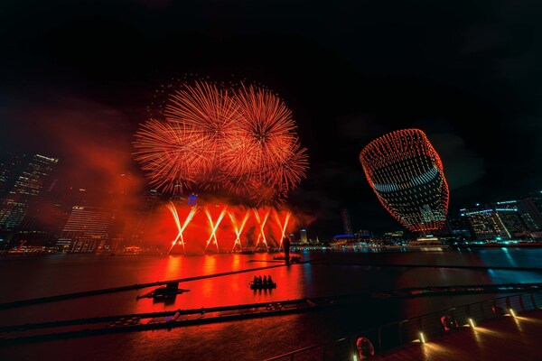 Onlookers at the Marina Bay area were treated to a brilliant fireworks and drone sequence inspired by Marvel Landing, one of the seven themed areas guests will discover onboard the Disney Adventure Onlookers at the Marina Bay area were treated to a brilliant fireworks and drone sequence inspired by Marvel Landing, one of the seven themed areas guests will discover onboard the Disney Adventure