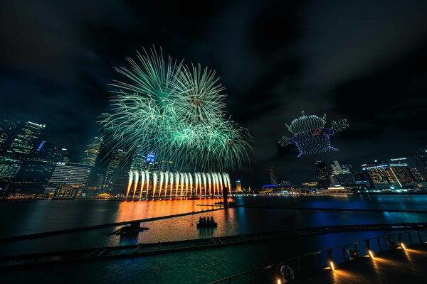 Spectators at Marina Bay cheered as a playful display inspired by Toy Story Place – one of the seven themed areas onboard the Disney Adventure – lit up the night sky Spectators at Marina Bay cheered as a playful display inspired by Toy Story Place – one of the seven themed areas onboard the Disney Adventure – lit up the night sky