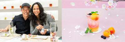 Left: Travelers from around the world enjoying the Ume Experience;
Right: Seasonal limited drink “SAKURA HANAMI UME SODA”
