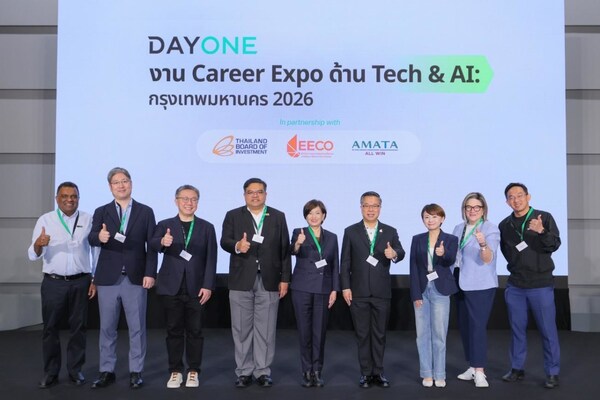 DayOne with representatives from the Board of Investment of Thailand (BOI), Eastern Economic Corridor Office (EEC), Electricity Generating Authority of Thailand (EGAT), Industrial Estate Authority of Thailand (IEAT), Provincial Electricity Authority (PEA), and AMATA at the DayOne Tech & AI Career Expo: Bangkok 2026