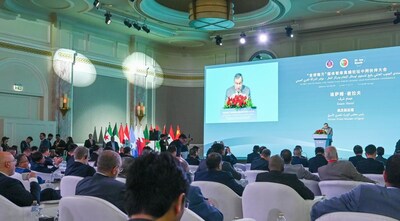 This photo taken on May 13, 2026 shows a scene during the global launch of the Arabic edition of the first volume of "China's Governance Under Xi Jinping's Leadership". (Xinhua/Liu Lei) (PRNewsfoto/Xinhuanet)