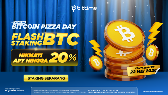 Bittime Hadirkan Flash Staking dengan APY Hingga 20%, Rayakan Bitcoin Pizza Day