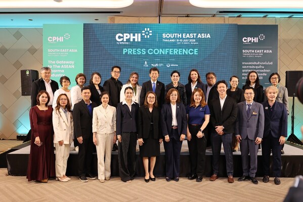 Food and Drug Administration Office (Thai FDA), Thai Pharmaceutical Manufacturers Association (TPMA), Government Pharmaceutical Organization (GPO),industry leaders gather at the CPHI South East Asia 2026 press conference in Bangkok, united in advancing Thailand's position as Southeast Asia's leading Medical Hub. Food and Drug Administration Office (Thai FDA), Thai Pharmaceutical Manufacturers Association (TPMA), Government Pharmaceutical Organization (GPO),industry leaders gather at the CPHI South East Asia 2026 press conference in Bangkok, united in advancing Thailand's position as Southeast Asia's leading Medical Hub.