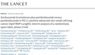 Sacituzumab Tirumotecan (sac-TMT) in Combination with Pembrolizumab for First-Line Treatment of PD-L1-Positive NSCLC Published in The Lancet