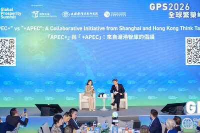 Mrs Regina Ip and Professor Kaisheng Li, Vice-President of the Shanghai Institutes for International Studies, delivered a joint briefing titled “‘APEC+’ vs ‘+APEC’: A Collaborative Initiative from Shanghai and Hong Kong Think Tanks”. (PRNewsfoto/Global Prosperity Summit) Mrs Regina Ip and Professor Kaisheng Li, Vice-President of the Shanghai Institutes for International Studies, delivered a joint briefing titled “‘APEC+’ vs ‘+APEC’: A Collaborative Initiative from Shanghai and Hong Kong Think Tanks”. (PRNewsfoto/Global Prosperity Summit)