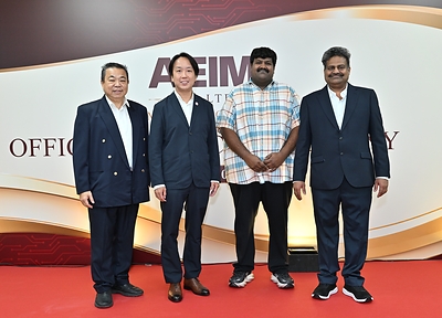 Mr.Edwin Loh (COO, AEIM), Mr. Ng Ming Liang (Vice President Global Enterprises Singapore Economic Development Board), Mr. Vishaal Nandam (Director - AEIM), Mr. Eswara Rao Nandam (Managing Director - AEIM) Mr.Edwin Loh (COO, AEIM), Mr. Ng Ming Liang (Vice President Global Enterprises Singapore Economic Development Board), Mr. Vishaal Nandam (Director - AEIM), Mr. Eswara Rao Nandam (Managing Director - AEIM)