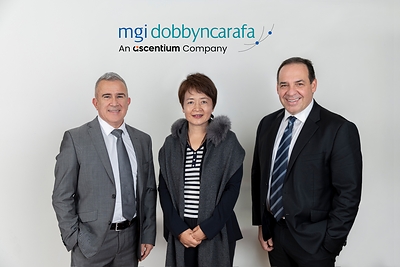 From left to right: Anthony Dobbyn, Director of Corporate Advisory from MGI Dobbyn Carafa; Wendy Wang, Founding Management and Group President from Ascentium, joined by Anthony Carafa, Director of Business Services & Tax from MGI Dobbyn Carafa. From left to right: Anthony Dobbyn, Director of Corporate Advisory from MGI Dobbyn Carafa; Wendy Wang, Founding Management and Group President from Ascentium, joined by Anthony Carafa, Director of Business Services & Tax from MGI Dobbyn Carafa.