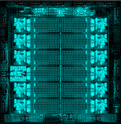 A CAD layout of IBM's dual-architecture processor chip, designed with Arm. A CAD layout of IBM's dual-architecture processor chip, designed with Arm.