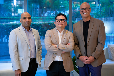 Jack Madrid (center) and Chris Venturina (right) with Sanas Chief Customer Officer, Monal Patel Jack Madrid (center) and Chris Venturina (right) with Sanas Chief Customer Officer, Monal Patel