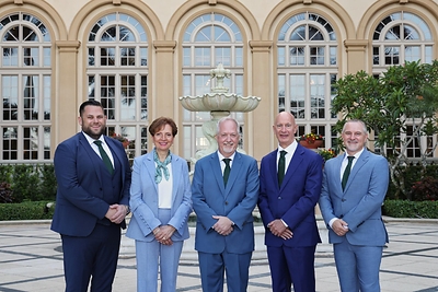 The 2027 MDRT Executive Committee, from left: Simon D. Lister, Dip PFS; Aurora L. Tancock, CFP, FLMI; Clay Gillespie, CFP, CLU; John F. Nichols, MSM, CLU; and Brad J. Myers, ChFC. The 2027 MDRT Executive Committee, from left: Simon D. Lister, Dip PFS; Aurora L. Tancock, CFP, FLMI; Clay Gillespie, CFP, CLU; John F. Nichols, MSM, CLU; and Brad J. Myers, ChFC.