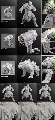 Meshy's Ultra 4K mode captures fine geometric detail from a single input image — from armor engravings to fabric textures — shown here alongside a comparison of Standard, Ultra 2K, and Ultra 4K output. Meshy's Ultra 4K mode captures fine geometric detail from a single input image — from armor engravings to fabric textures — shown here alongside a comparison of Standard, Ultra 2K, and Ultra 4K output.