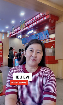 Ms Evi, Mixue Indonesia Franchise Owner. Ms Evi, Mixue Indonesia Franchise Owner.